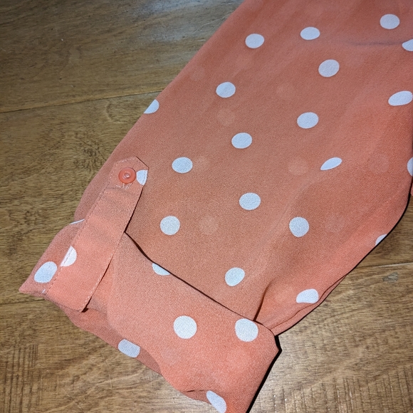 Coral color sheer boutique blouse - Picture 2 of 2